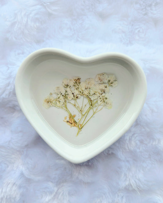 Heart Jewelry Dish-White Florals
