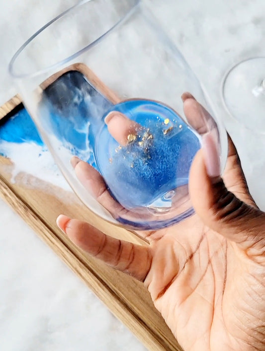 Shatterproof Stemless Wine Glass-Blue
