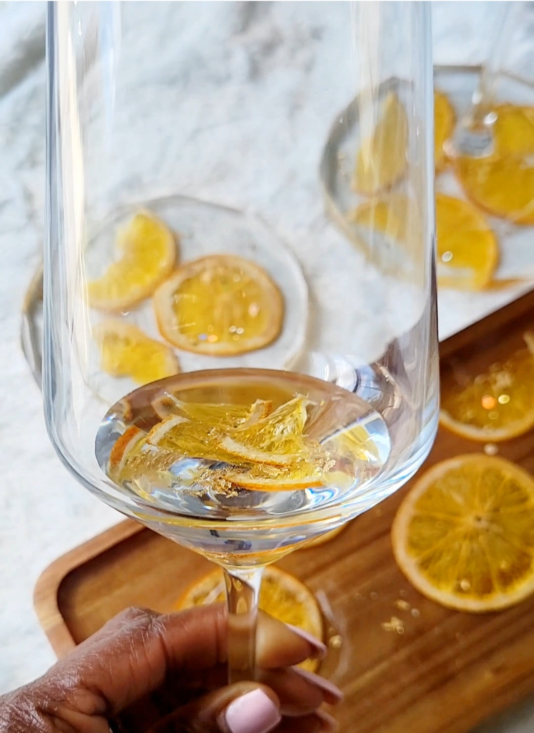 Glam Wine Glass-Orange Slices