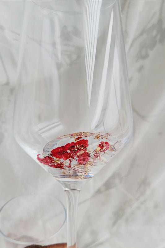 Wine Glass & Coaster Bundle-Red Florals