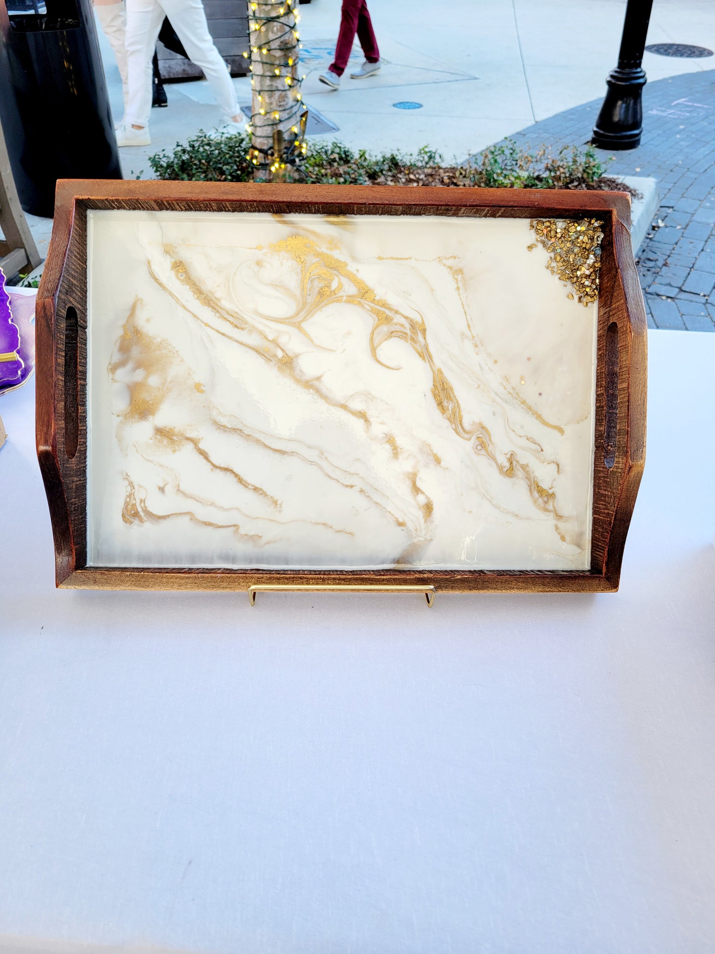 Faux Marble Wood Serving Tray