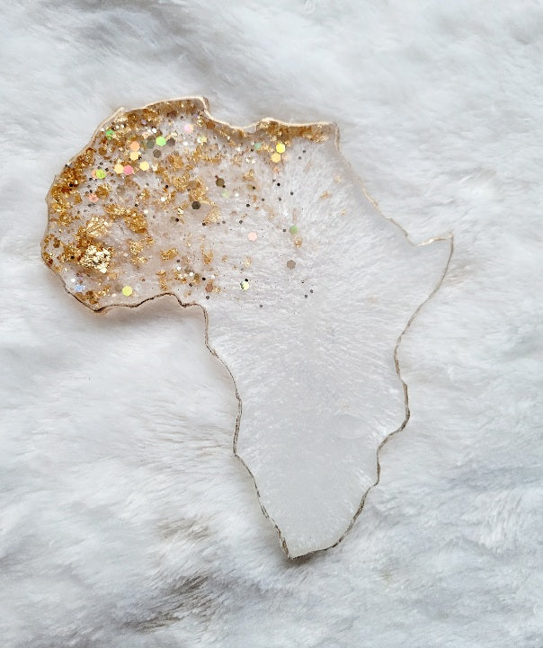 White Pearl Africa-Shaped Coaster