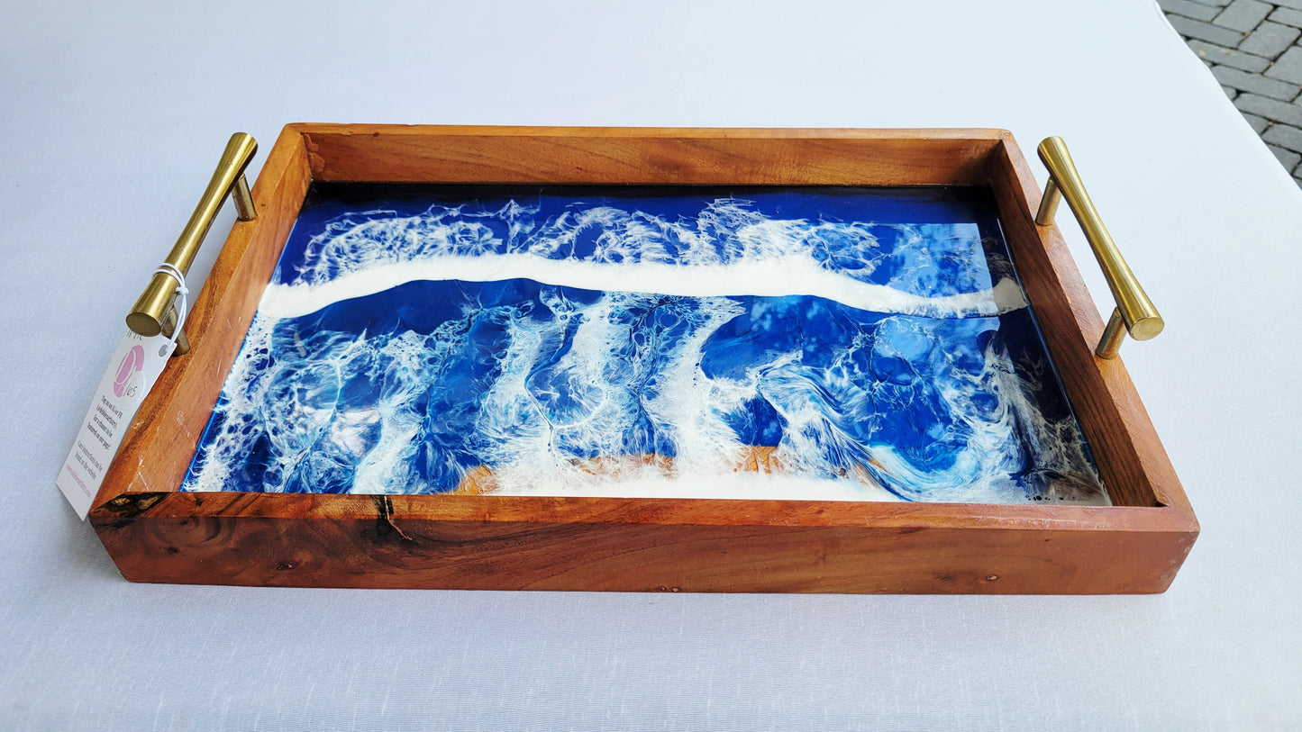 Blue Ocean Wood Serving Tray