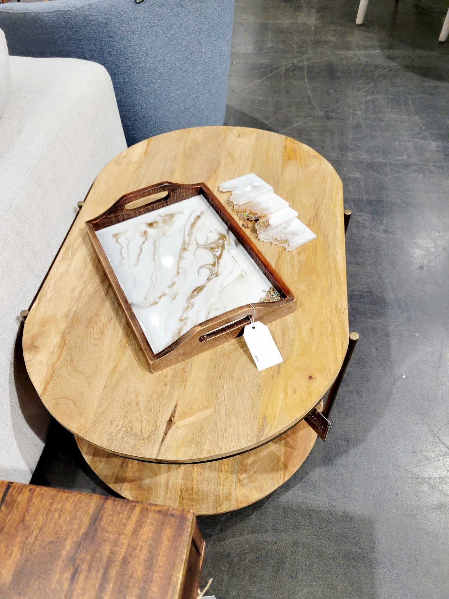 Faux Marble Wood Serving Tray