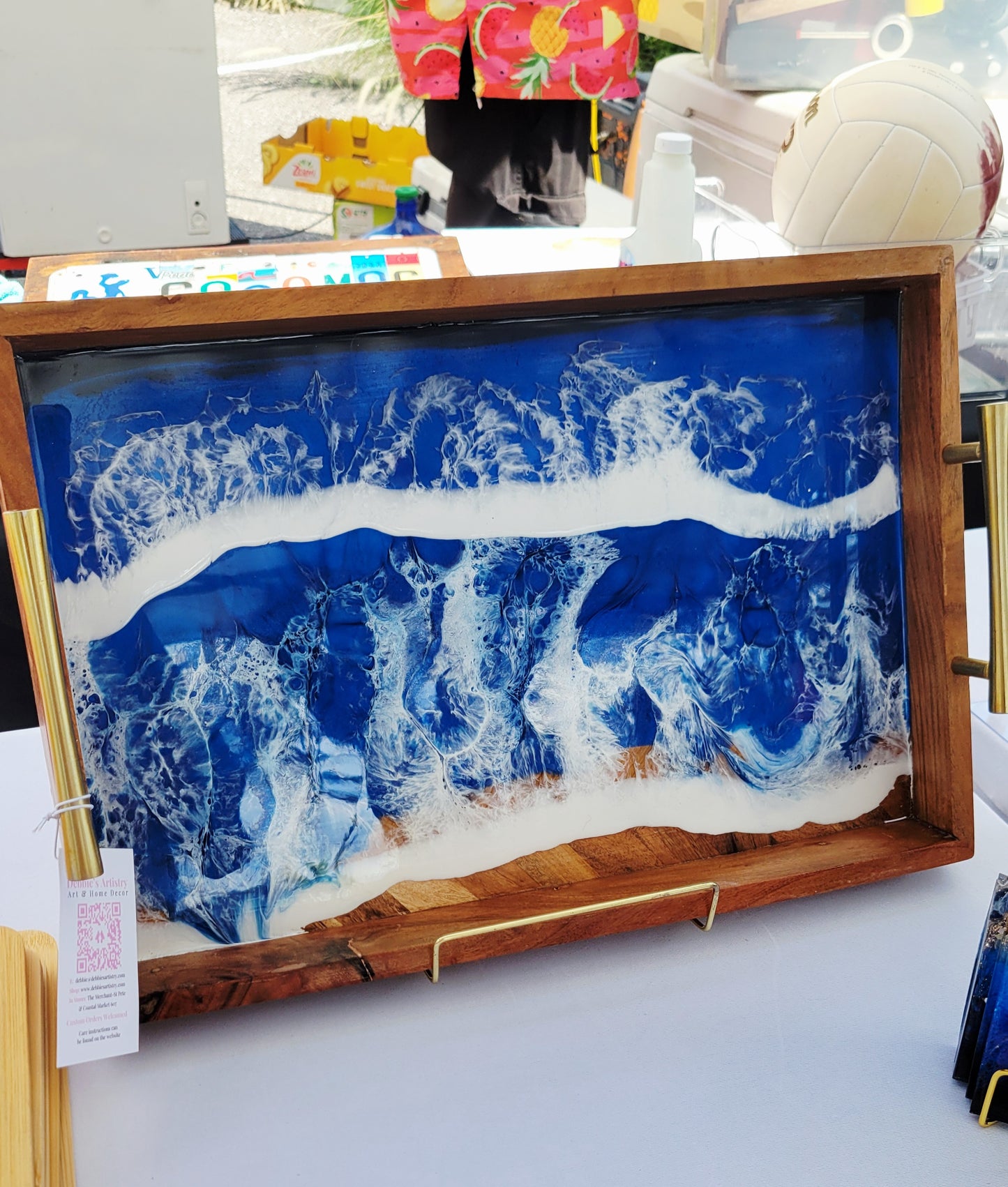 Blue Ocean Wood Serving Tray