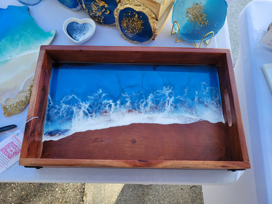 Blue Ocean Wood Serving Tray