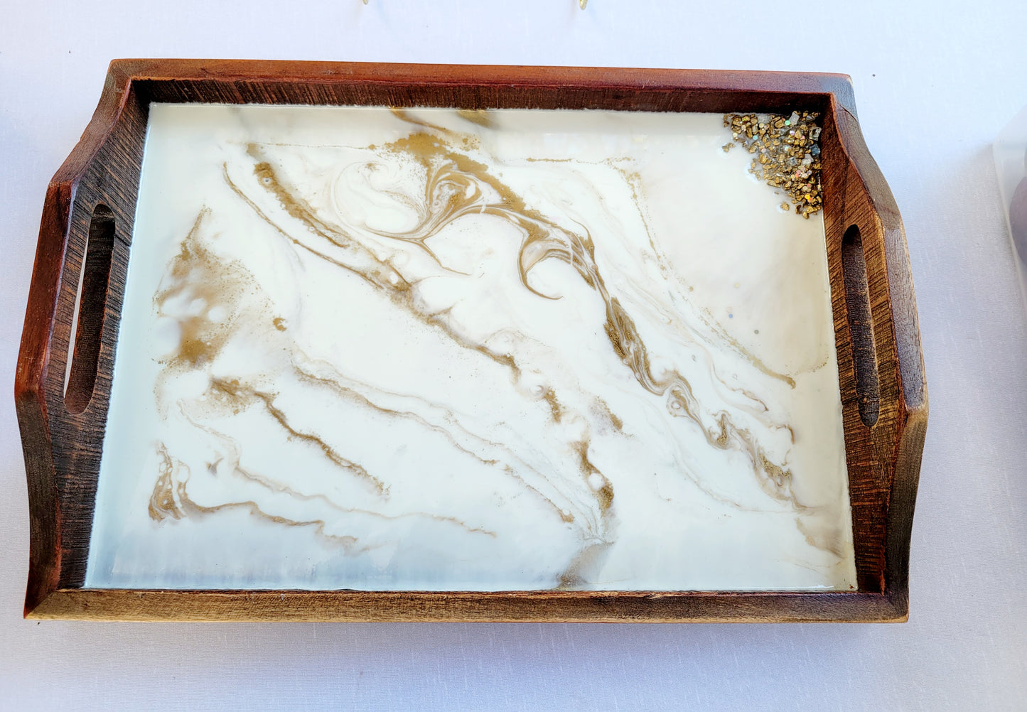 Faux Marble Wood Serving Tray