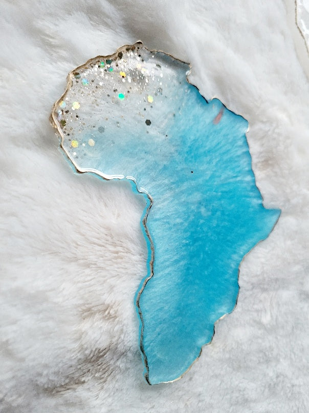 Light Blue Africa-Shaped Coaster
