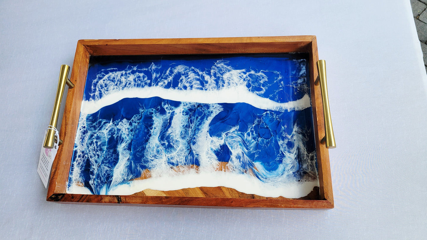 Blue Ocean Wood Serving Tray