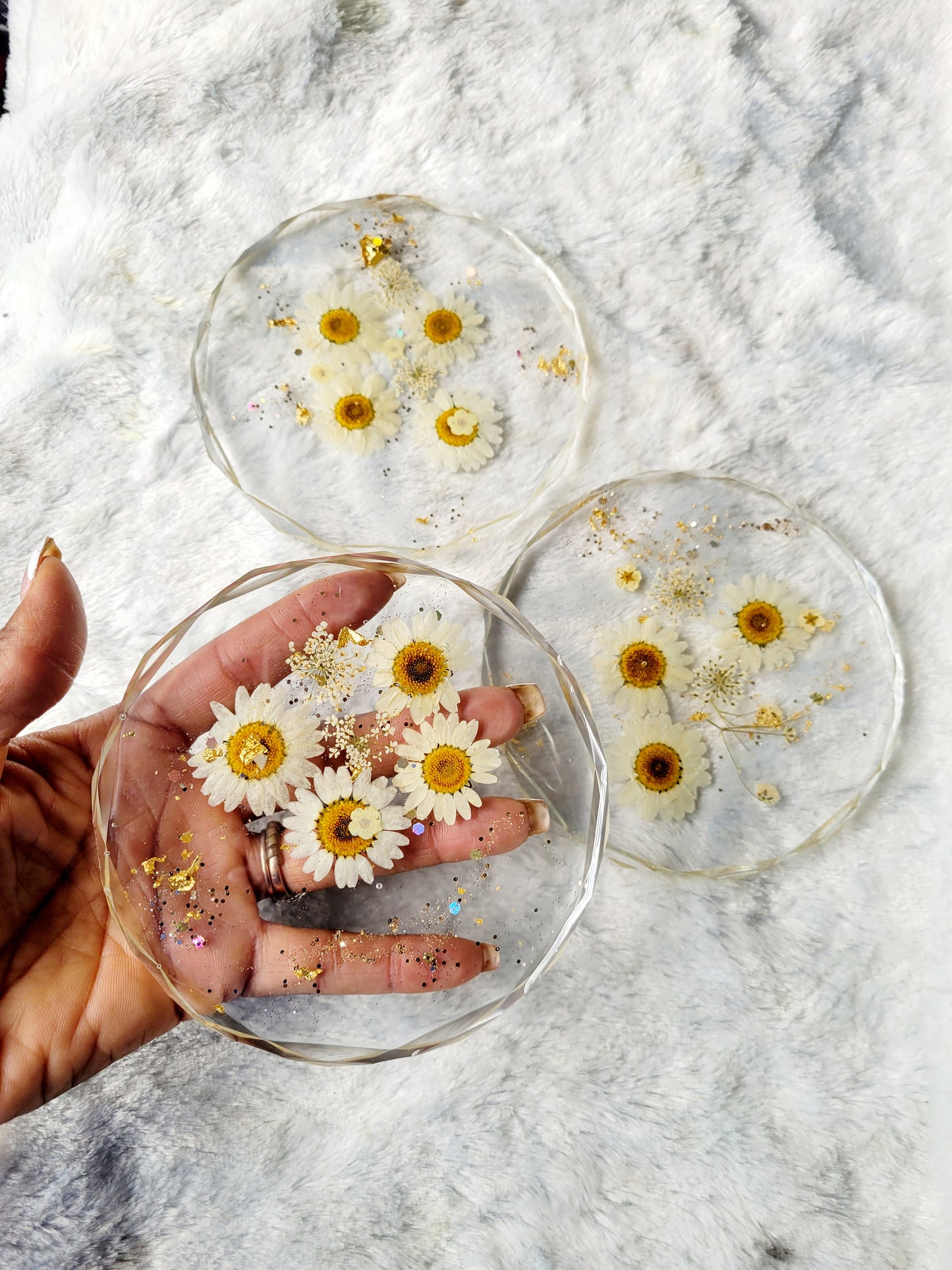 Floral Coaster- White