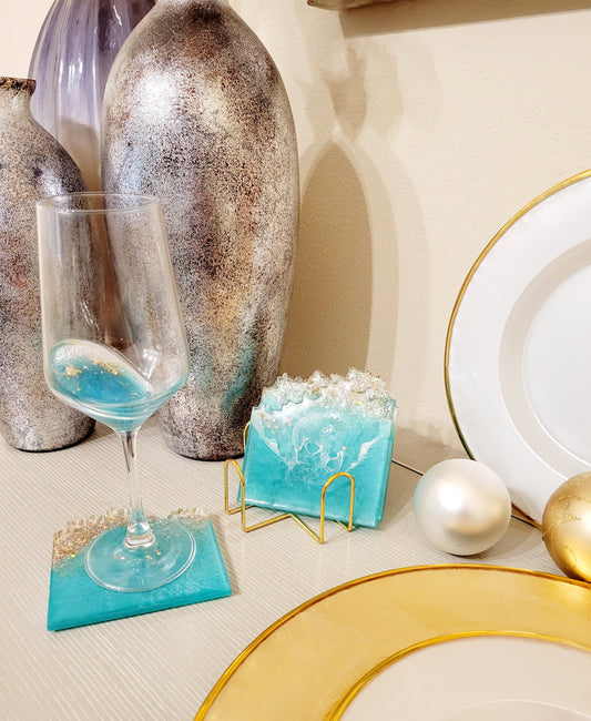 Glam Wine Glass-Teal